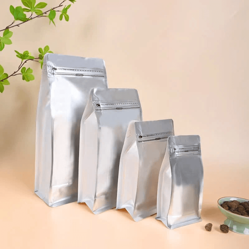 Túi Zipper Bạc 1 Mặt và 2 Mặt Đựng Thực Phẩm Đủ Kích Thước 20 Túi bạc 8 cạnh khóa zip Nhật